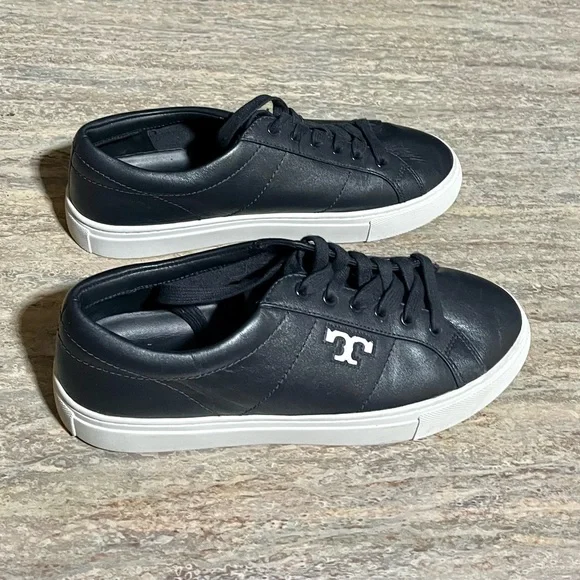 Tory Burch black leather sneakers